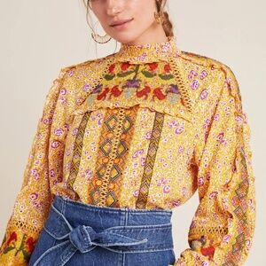 Maeve Goldie Embroidered blouse by Anthropology